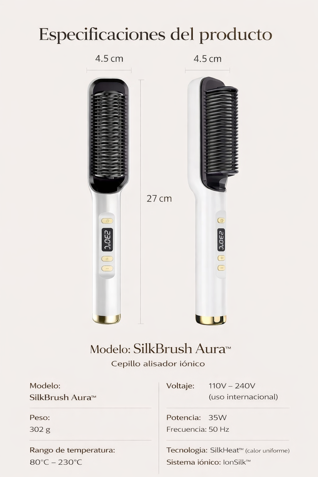 El Original SilkBrush AURA™ – Cepillo Alisador Iónico Profesional